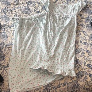 Floral Mint Ruffle-Trim Pajama Set - Women's Sleepwear XL